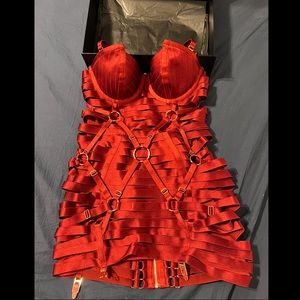 STUNNING Bordelle Angela Bondage Dress in Burnt Red